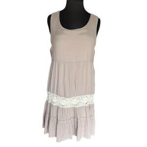 Y2K Anthro Coco+Carmen Lagenlook Boho Cottagecore Tiered Mini Dress S/M Prairie